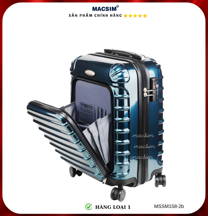 Vali cao cấp Macsim Smooire MSSM158-2b cỡ 20 inch màu (shiny blue) - Hàng loại 1