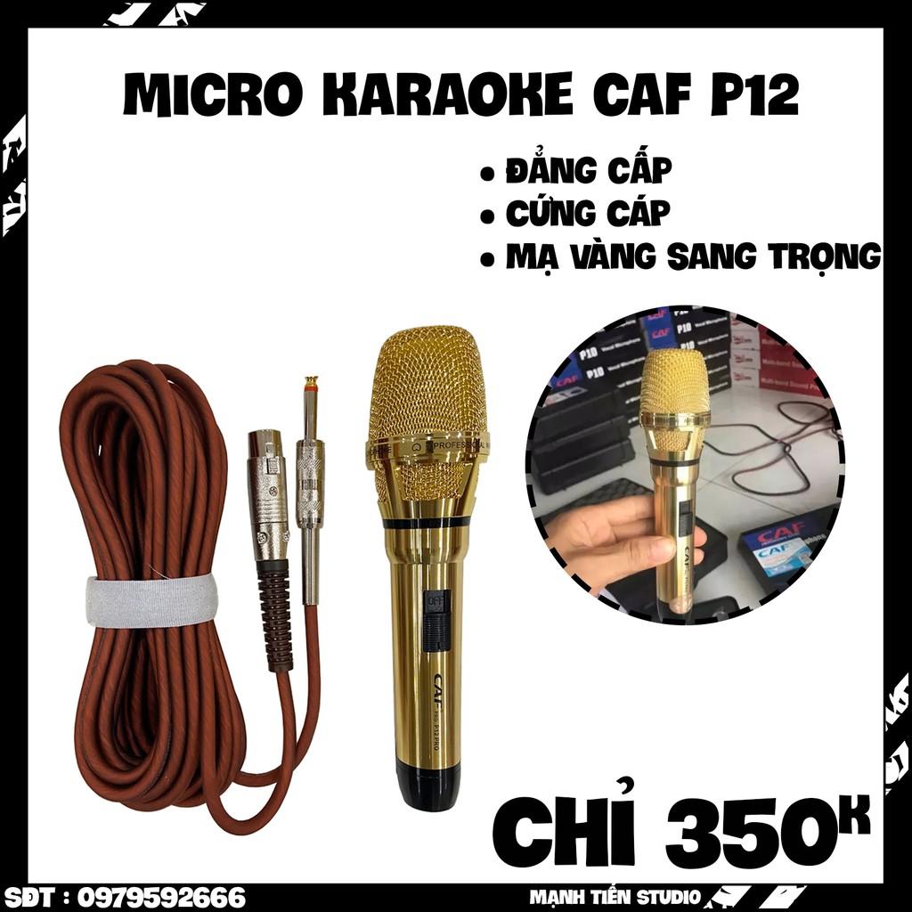 Micro karaoke có dây CAF P12 làm bằng kim loai chống va đập méo mó, phòng karaoke, dành cho hệ thống âm thanh gia đình