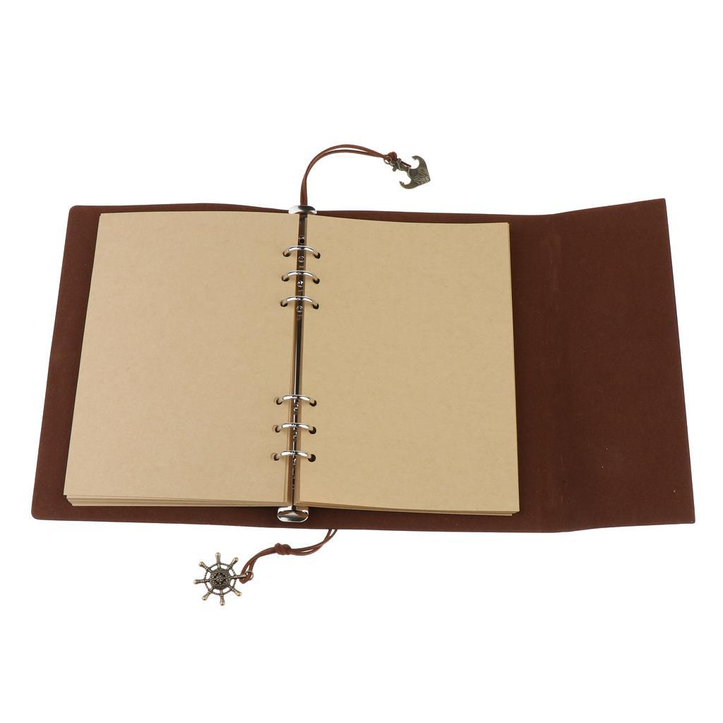 3pcs Leather Notebook Loose Leaf Blank Notebook A5 Portable Writing Notebook