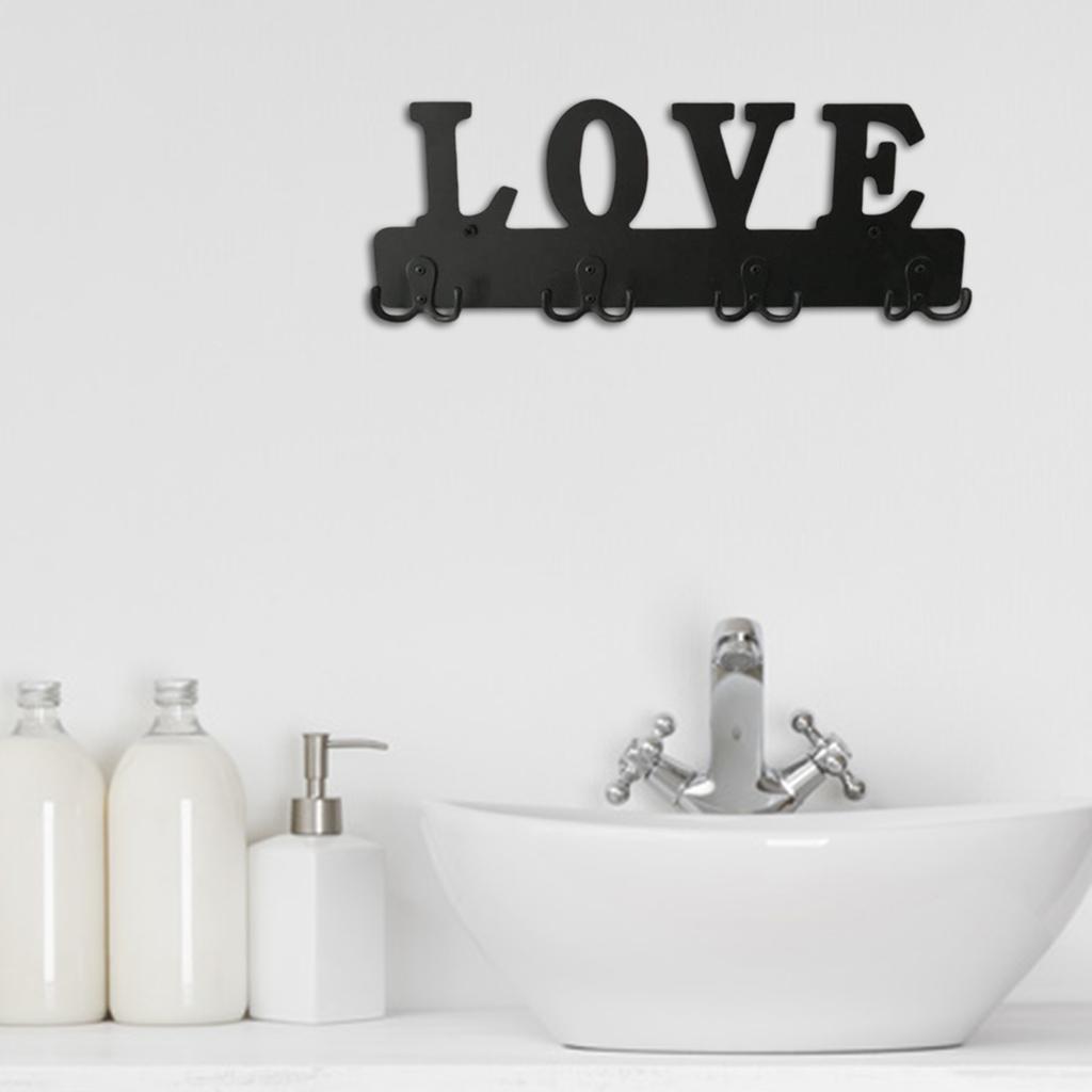 Steel Hooks w/ Love Letter Coat Clothes Door Holder Rack Hook Wall Hanger
