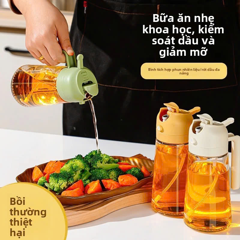 Bình Đựng Dầu Với Nắp Mở Tự Động Bình xịt dầu ăn 600ml siêu tiện ích 2in1 (có thể rót và xịt). hàng chính hãng - Giao Màu Ngẫu Nhiên - HŨ LỌ ĐỰNG GIA VỊ