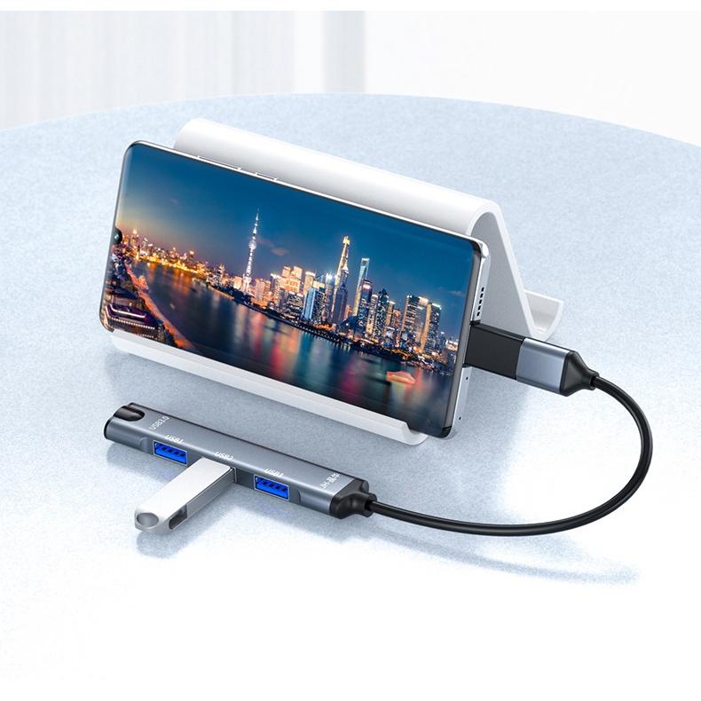 Hub chia usb a, usb type c ra tai nghe và usb 3.0 cho điện thoại, máy tính bảng, laptop - Jinghua