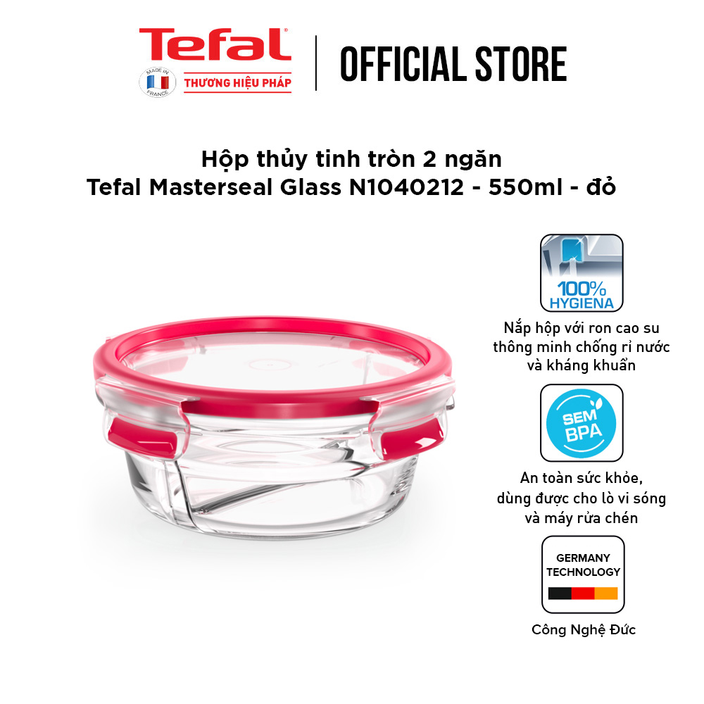 Hộp bảo quản thực phẩm thủy tinh Tefal Masterseal Glass 550ml - Hàng chính hãng