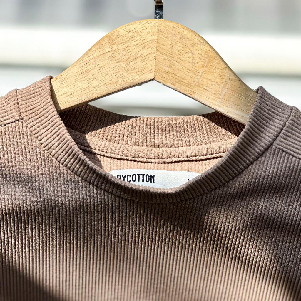 Áo Thun Nam Tay Dài BY COTTON Coffee Brown Long Sleeve Tee