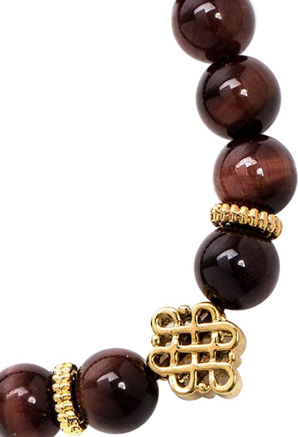 Vòng Tay Phong Thủy Nữ Đá Mắt Hổ Nâu Đỏ Phối Charm Si Mệnh Hỏa, Thổ Ngọc Quý Gemstones