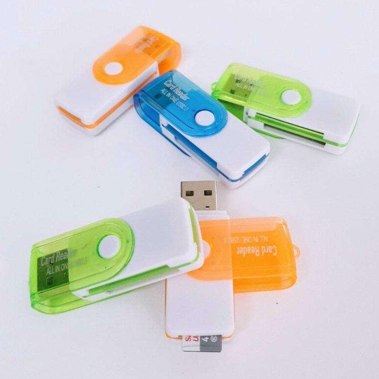 Đầu đọc thẻ nhớ đa năng 4in1 usb 2.0 cho máy ảnh điện thoại Iphone, Samsung, Sony, đầu lọc thẻ SD, MICRO SD, CF, TF, MMC