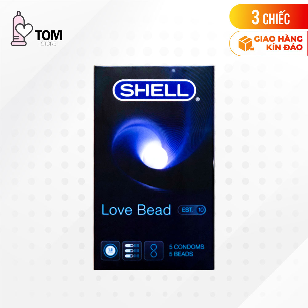 [Hộp 5 cái] Bao cao su Shell Love Bead - Gân nổi, kéo dài thời gian, bi tăng 1.5cm