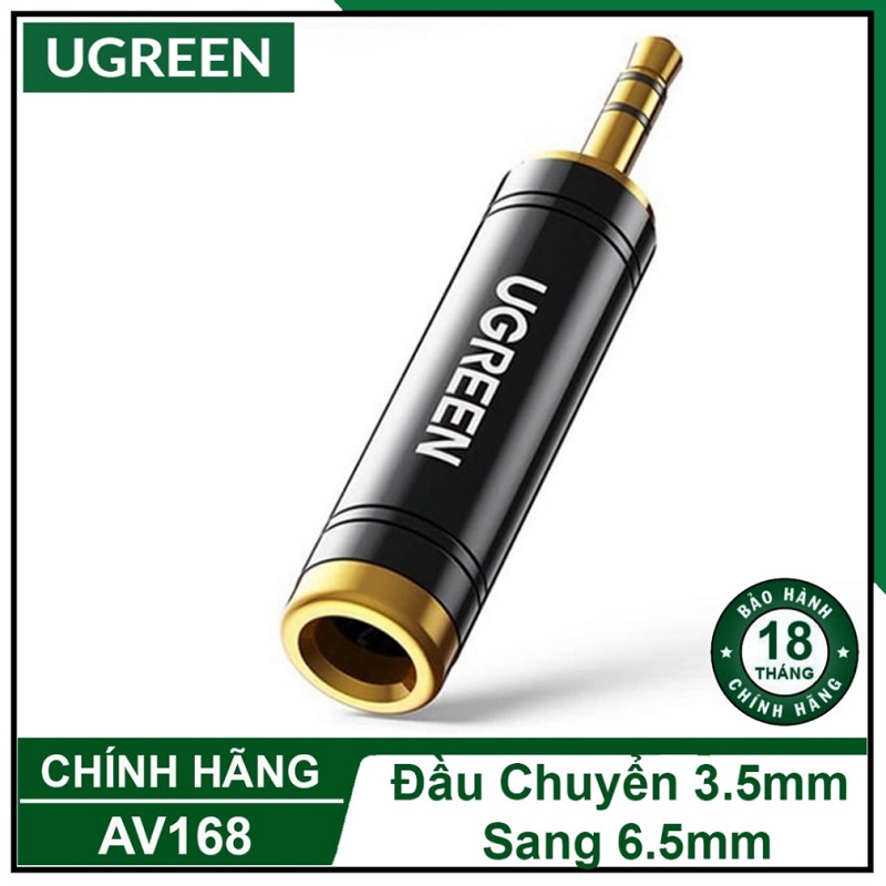 Đầu Jack chuyển Audio 3.5 đực sang 6.5 cái Ugreen 60711 AV168 hàng chính hãng