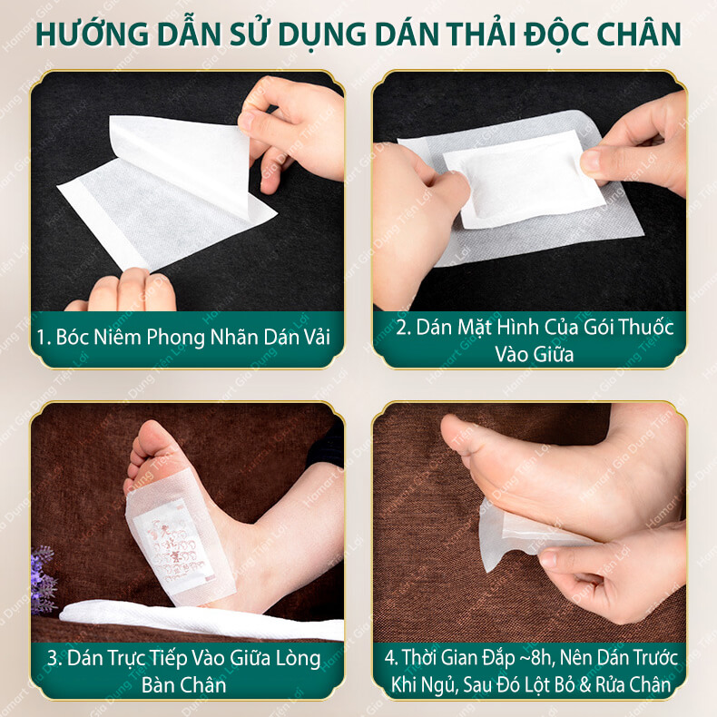 Hộp 50 Miếng Dán Thải Độc Chân Lao Beijing Thải Độc Ngải Cứu Ngủ Ngon Thư Giãn Chân Hiệu Quả