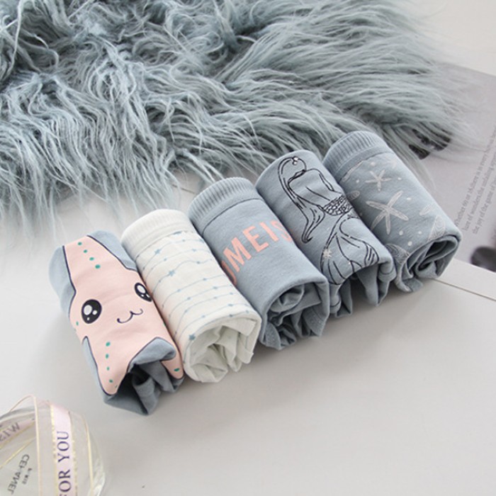 5 quần lót nữ chất cotton thoáng mát in hình ngôi sao