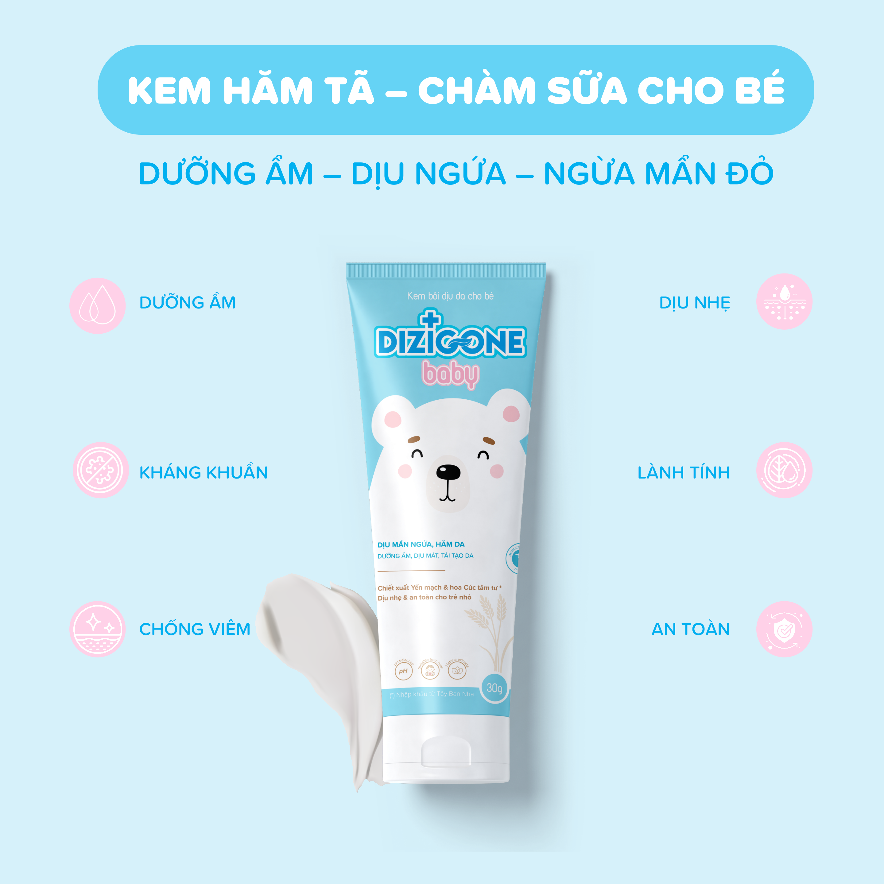 Kem bôi dịu da bé DIZIGONE Baby 30g