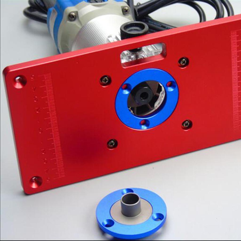 Alloy Router Table Insert Plate with 2 Router Insert Rings 235x120x10mm Red