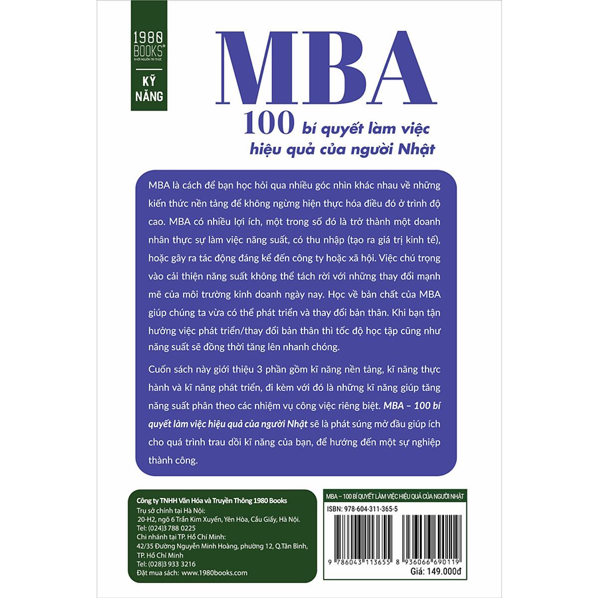 MBA - 100 Bí Quyết Làm Việc Hiệu Quả Của Người Nhật - Bản Quyền