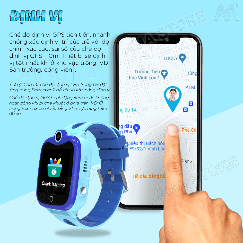 Đồng hồ Thông minh SOS Gọi điện thoại Định vị GPS Chống nước IP67 AMA Watch D06S cho Trẻ con 4 tuổi 5 tuổi 6 tuổi 7 tuổi 8 tuổi 9 tuổi 10 tuổi 11 tuổi Hàng nhập khẩu