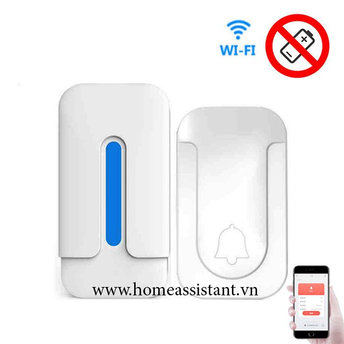 Chuông Cửa Không Dây Wifi Tuya Nút Bấm Không Dùng Pin WDR02