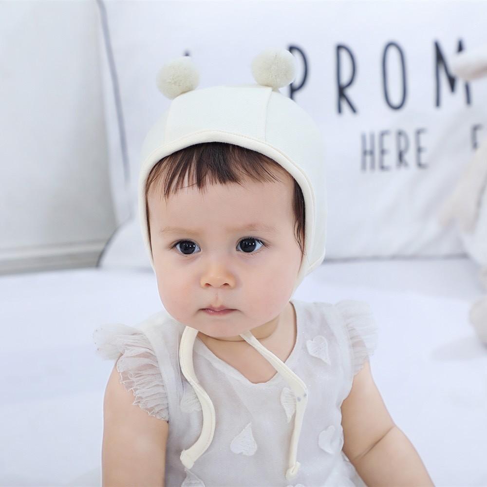 Mũ/ Nón Cục Bông Chất Cotton 2 Lớp Siêu Cute Cho Bé Từ 0-12 Tháng - Hồng