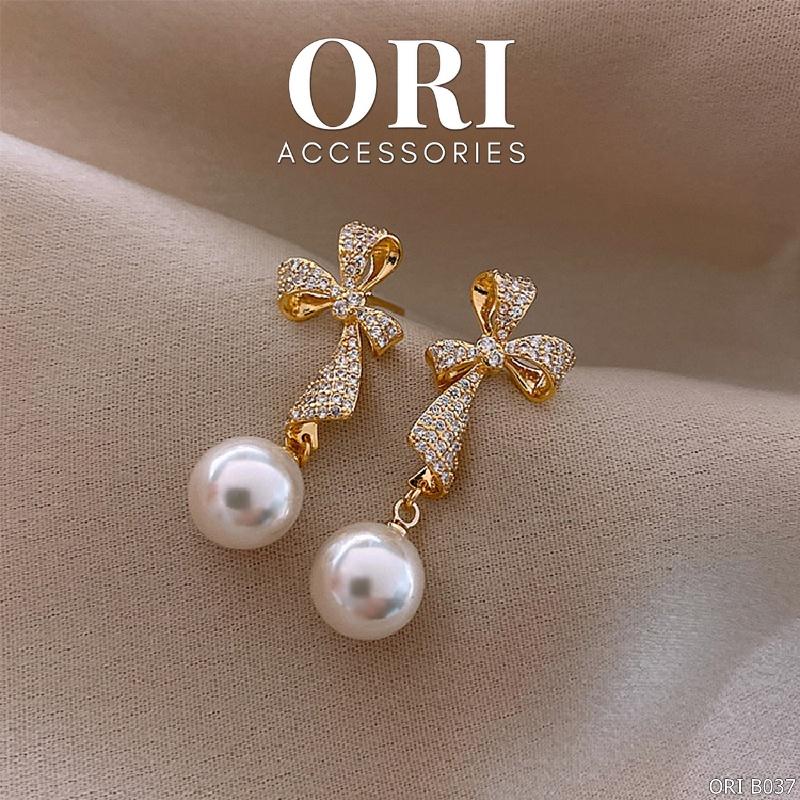 Khuyên tai nữ hình nơ đính đá Amity thời trang ORI ACCESSORIES B037