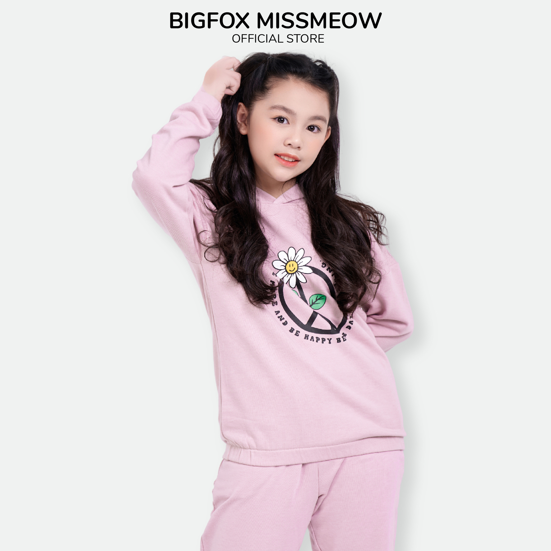 Bộ bé gái BIGFOX - MISS MEOW thu đông  size đại, bộ dài tay cho bé phong cách Hàn Quốc chun gấu in hoa HOA CÚC 39 - 50 kg