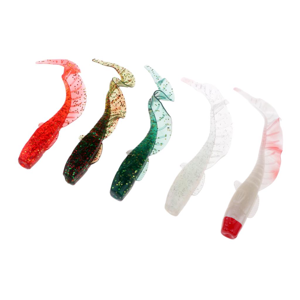 5pcs Lifelike Luminous Fishing Lure Artificial Soft Worm Fishing Bait Tackle