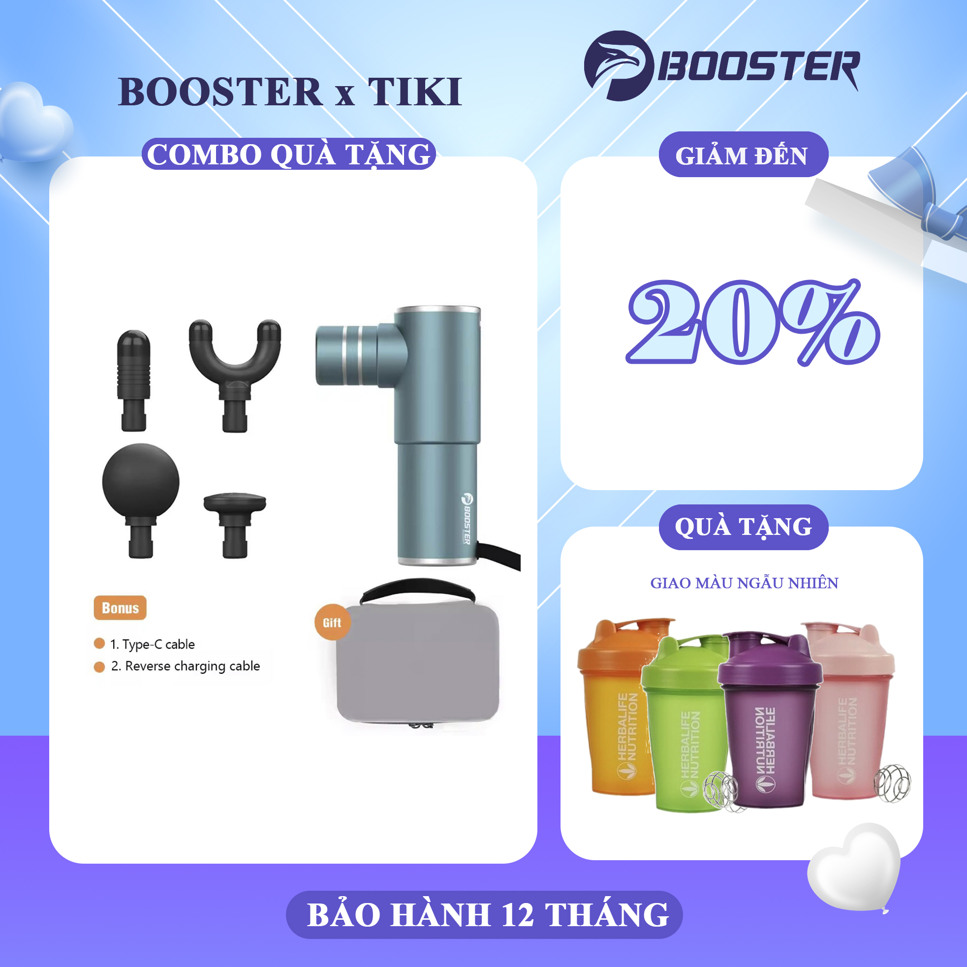 Máy massage cầm tay mini Booster MINI 2 - Cảm biến lực đấm Ai