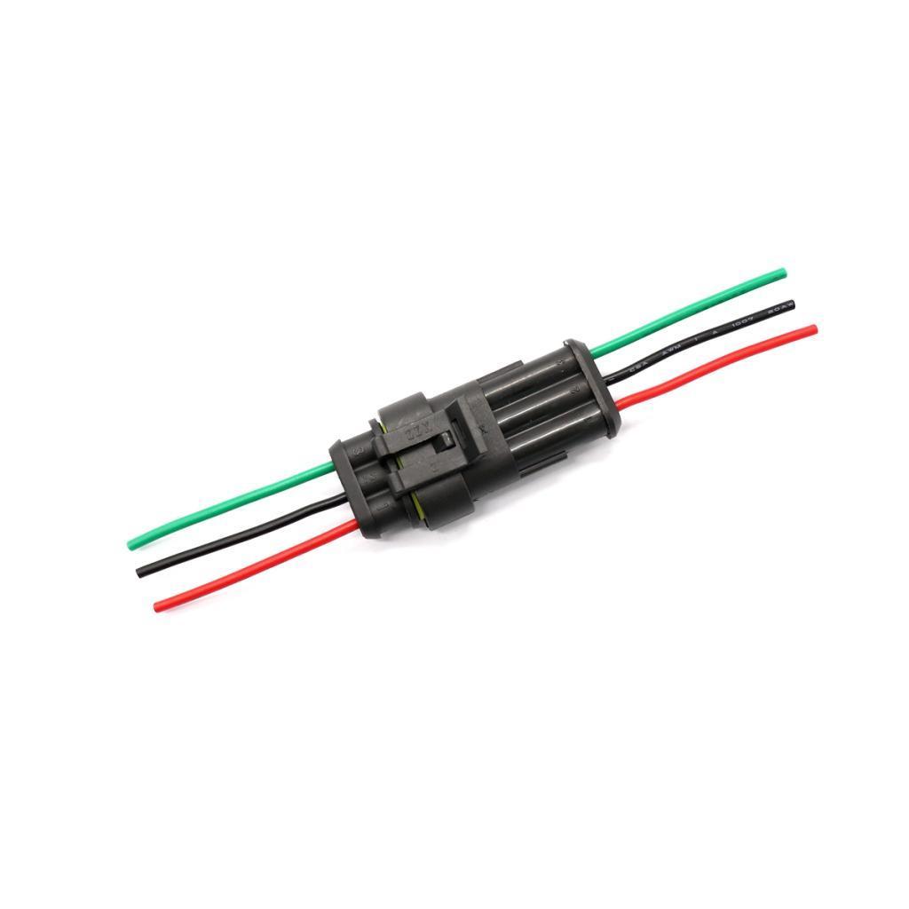 Support 3 Pin Way Car Auto Waterproof Electrical Connector Plug Socket Kit with Wire AWG Gauge Marine Pack of 5