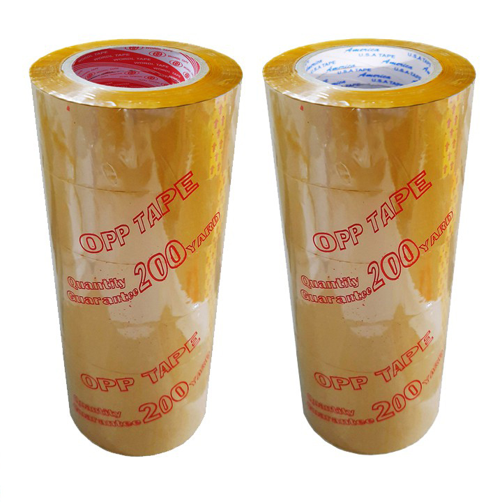 Cây 6 Cuộn Băng Keo Vàng Đục Nặng 2Kg 200 Yard