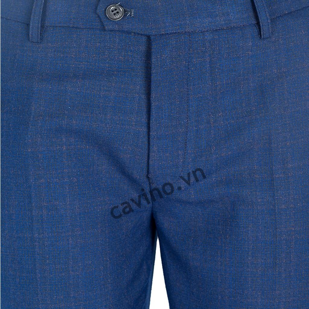 Quần âu nam xanh công sở kẻ chỉ vàng mờ CAVINO Q721