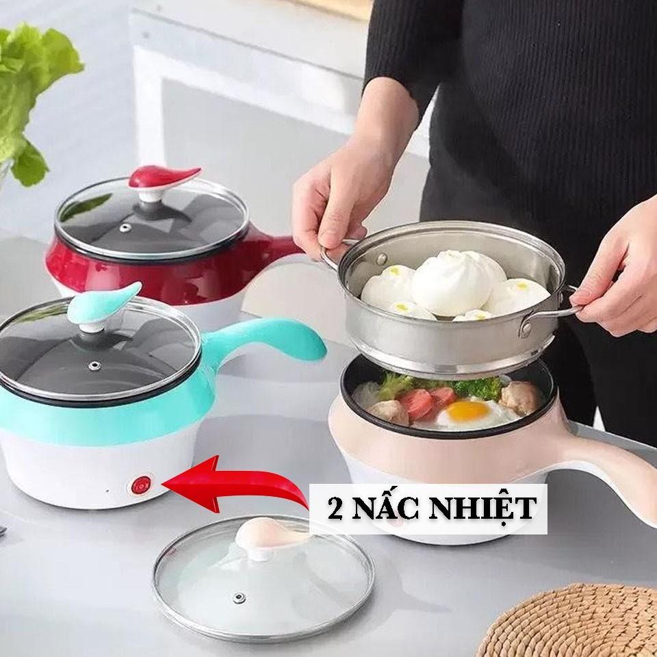 Nồi lẩu mini Ca nấu mì đa năng chống dính kèm hấp rán chiên xào Siêu tiện lợi