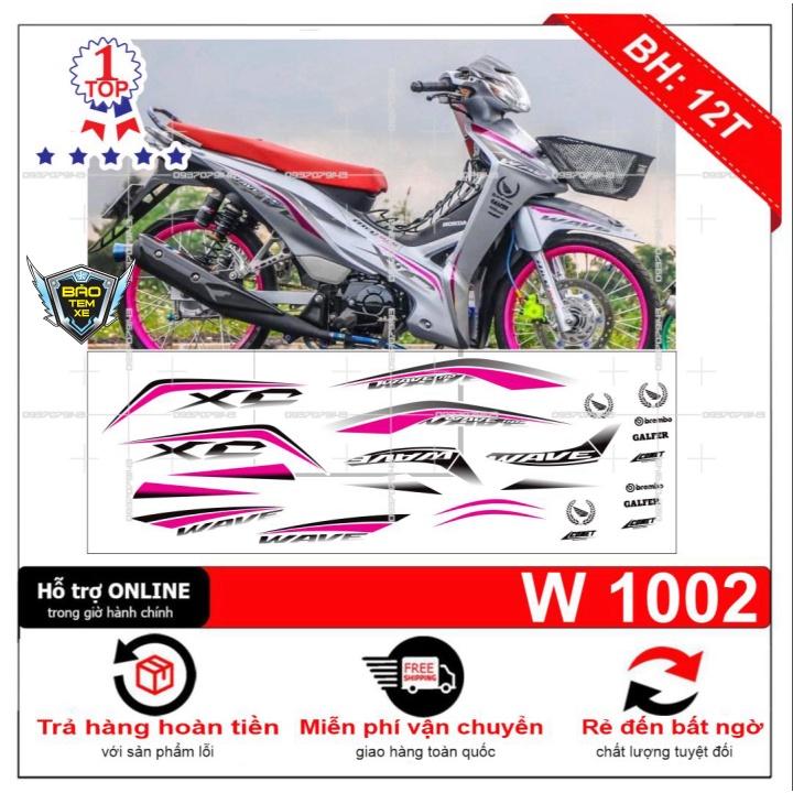 Tem rời dán xe wave 110 in decal trong dán xe bạc hoặc trắng - Bi Decal
