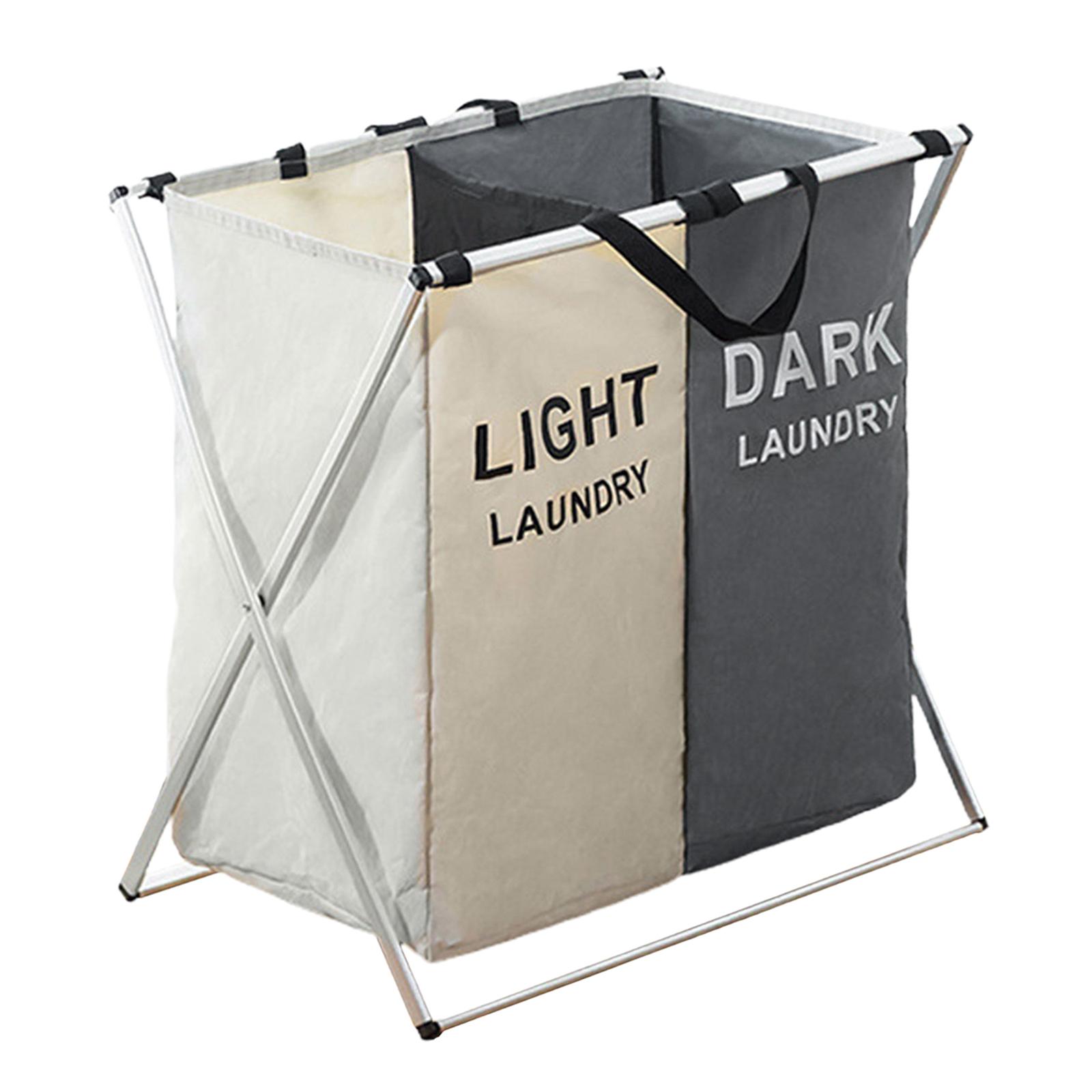 Laundry Cloth Hamper Sorter Basket Bin with Aluminum Frame Washing Storage