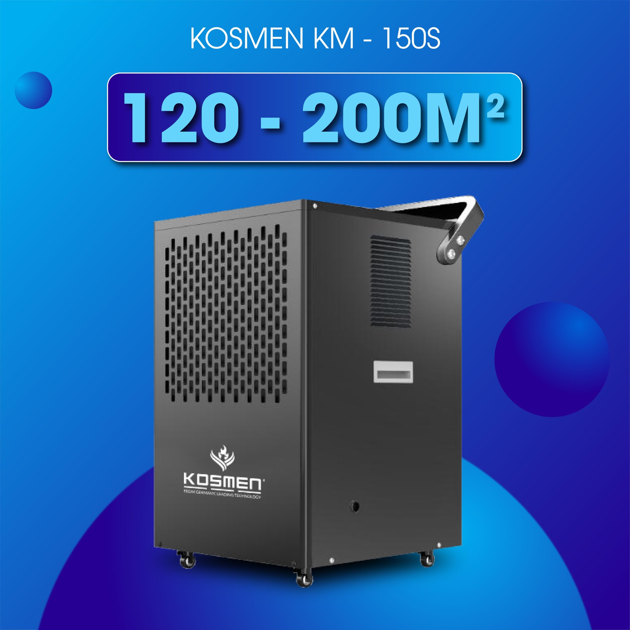 Máy Hút Ẩm Công Nghiệp Kosmen KM-150S Phù hợp diện tích 200m² - Hàng Chính Hãng Bảo Hành 24 Tháng