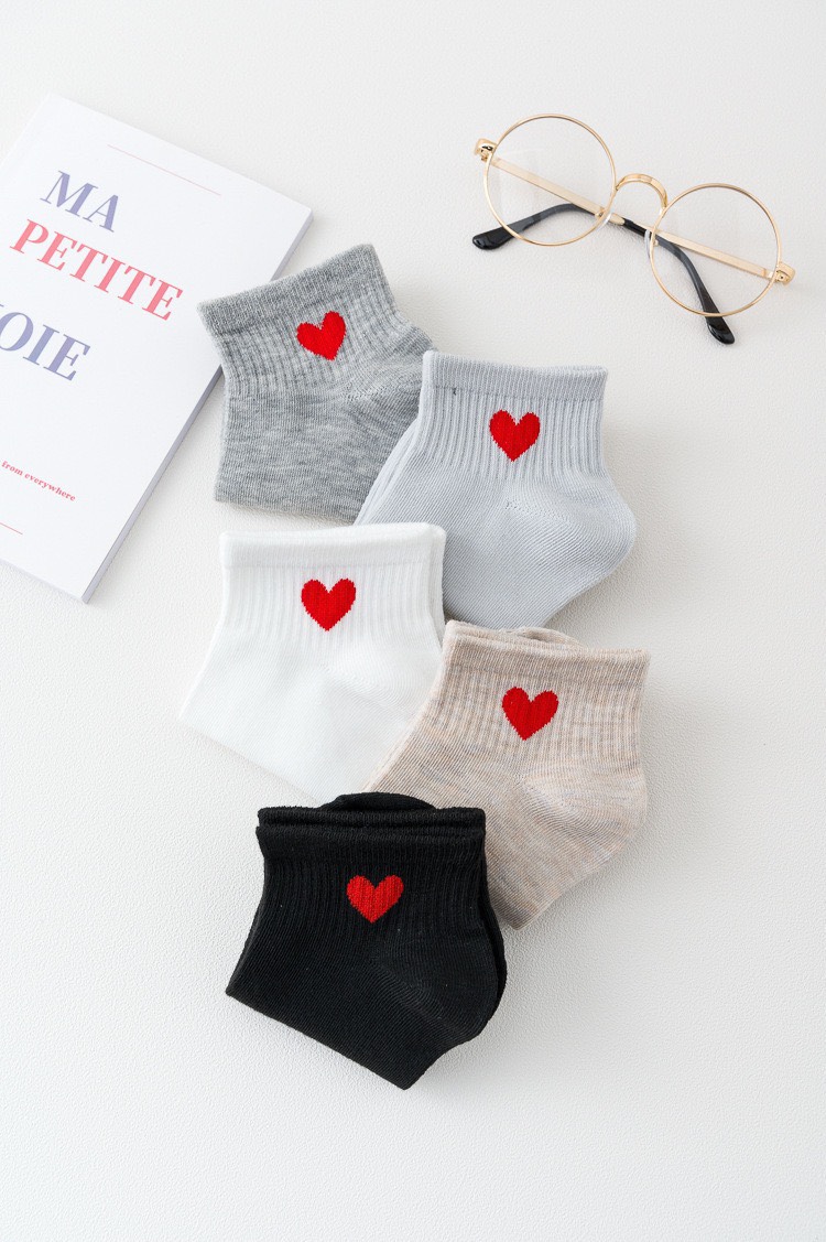 Combo 5 đôi tất vớ trái tim hàn quốc unisex TN07