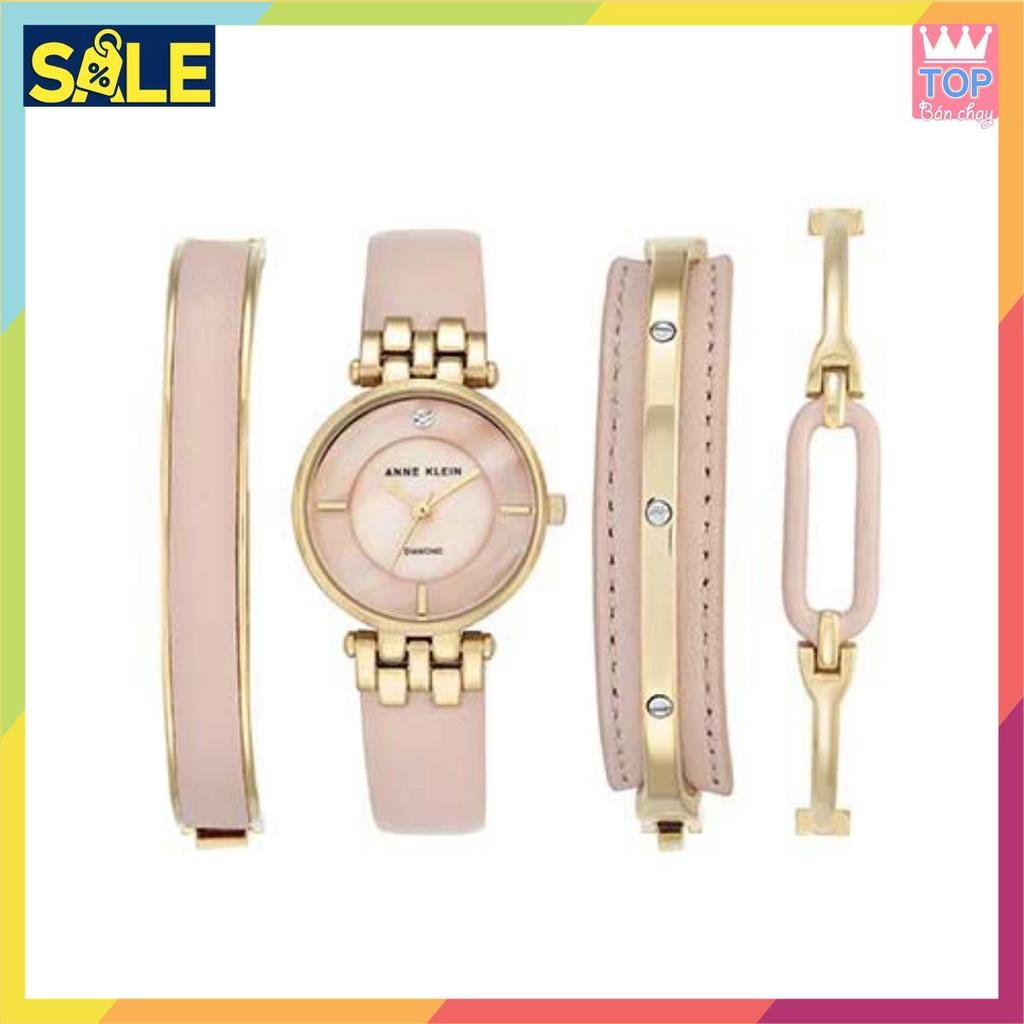 Set đồng hồ nữ AK/2684LPST Anne Klein dây da 4 chi tiết