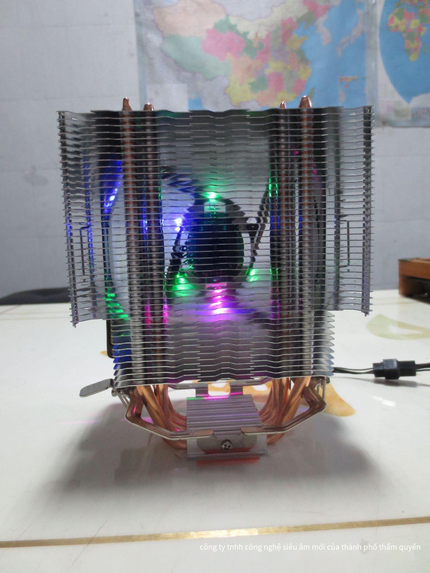 Giá thấp nhất phù hợp tản nhiệt máy tính CPU4 ống đồng câm quạt lớn 12CM xanh chói 4 đèn I3I5AMD775