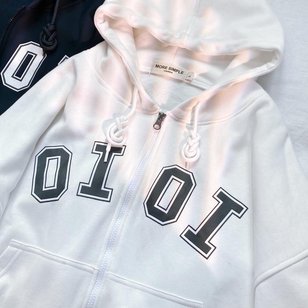 Áo Khoác Form Rộng Hoodie Crop OI OI Vải Nỉ Bông