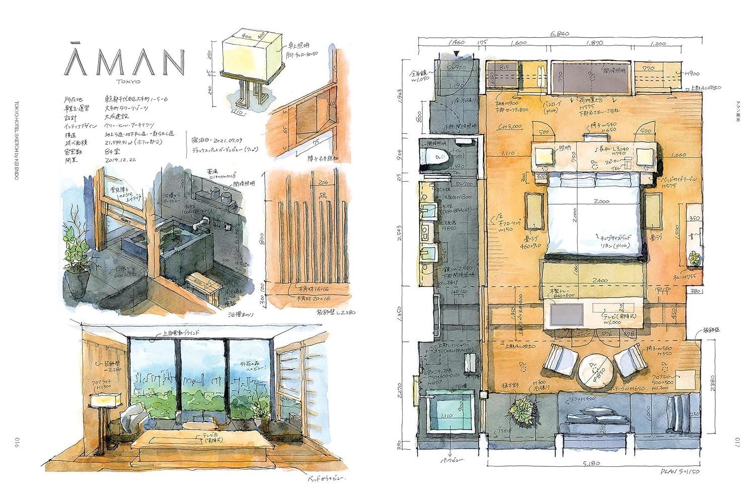 Sách ngoại văn: Tokyo Hotel Sketch: Collection Of Watercolor Sketches (Japanaese Edition)