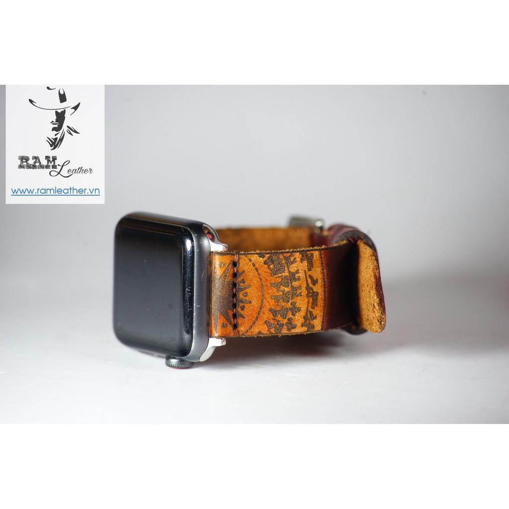 DÂY ĐỒNG HỒ DA BÒ VEGTAN Ý NHUỘM THỦ CÔNG MÀU BURGUNDY - RAM TRỐNG ĐỒNG SIMPLE