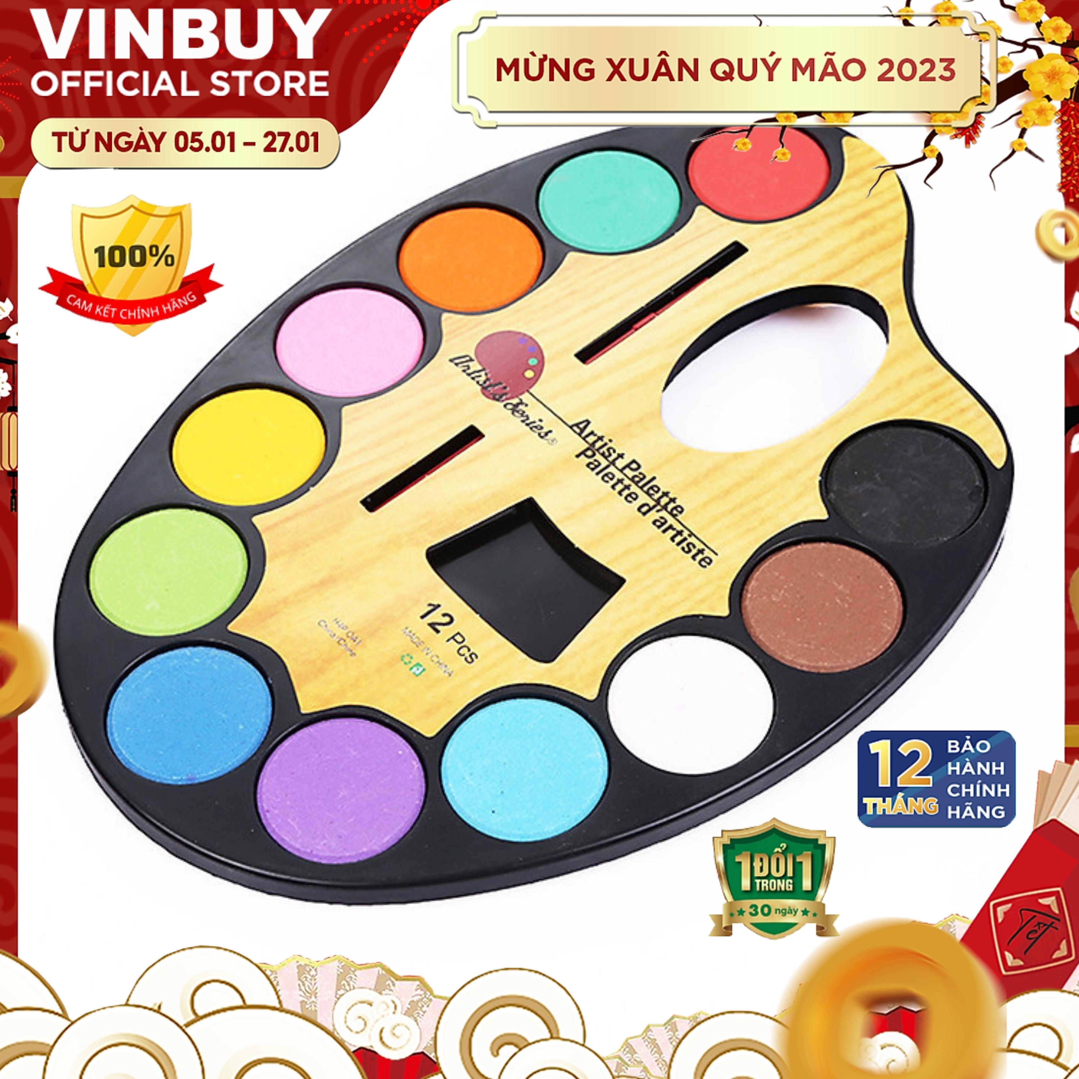 Bộ Palette 12 Màu Nước Water Color Cao Cấp Size Nhỏ/Vừa/Lớn Tặng Bút Lông Cọ Vẽ Pha Màu Tiện Dụng - Bộ Palette Màu Nước Chuyên dụng Tiện Dụng 12 Màu Sắc Chất Lượng Vượt Trội - Hàng Chính Hãng VinBuy