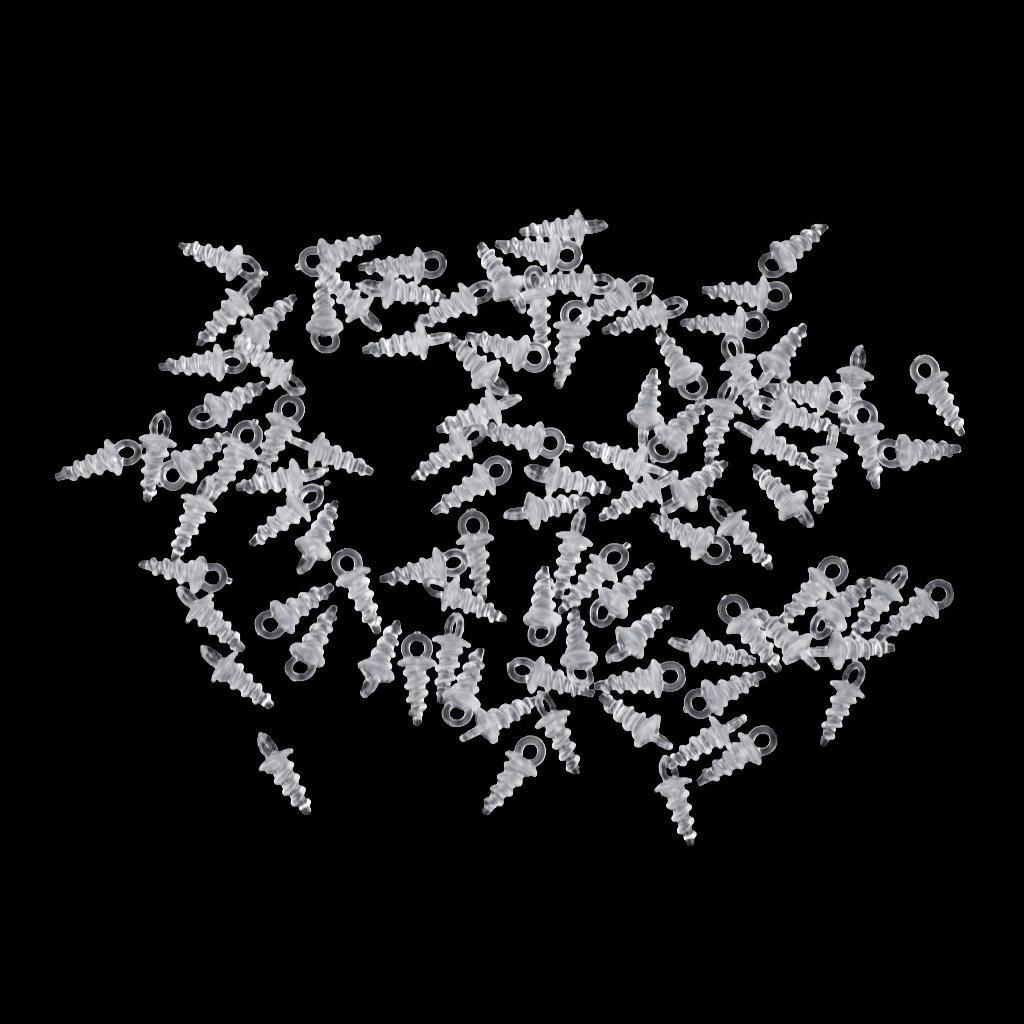 200pcs Bait Screws Pop Up Pegs / Screws Carp Fishing Chod Rigs Transparent