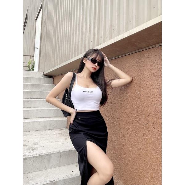 Áo croptop 2 dây thêu Wandergirl 2 màu
