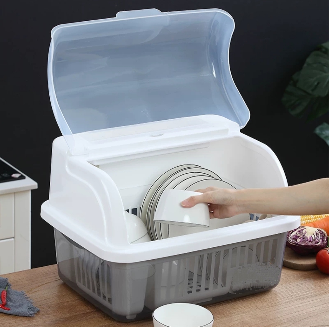 Kệ Đựng Chén Dĩa Đa Năng có nắp VN5568 + Tặng khăn lau 2 mặt siêu thấm cao cấp