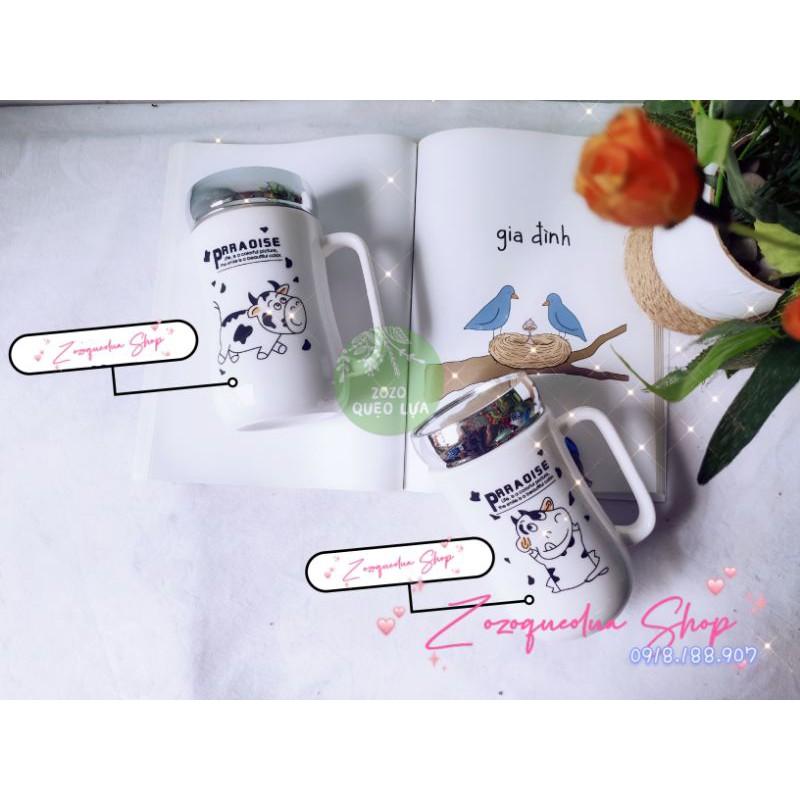 Ly sứ giữ nhiệt nắp tráng gương cao cấp