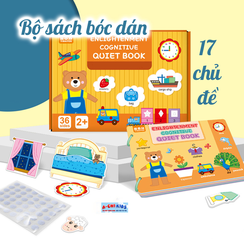 Học Liệu Bóc Dán Thông Minh 17 Chủ Đề, Đồ Chơi Giáo Dục Sớm Cho Bé