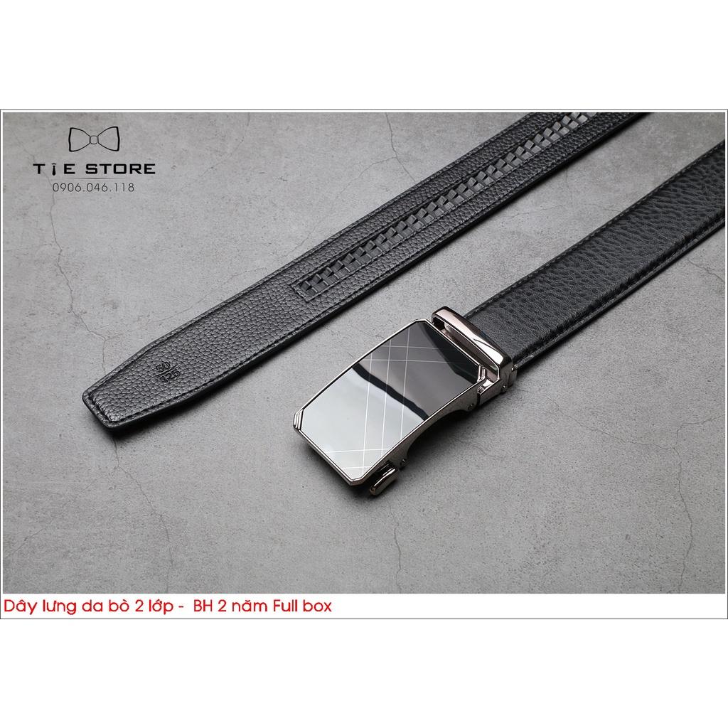 NHIỀU MẪU - Thắt Lưng Nam Da bò 2 lớp, dây lưng công sở cao cấp BH 2 năm Full box - Mặt liền khóa tự động trơn
