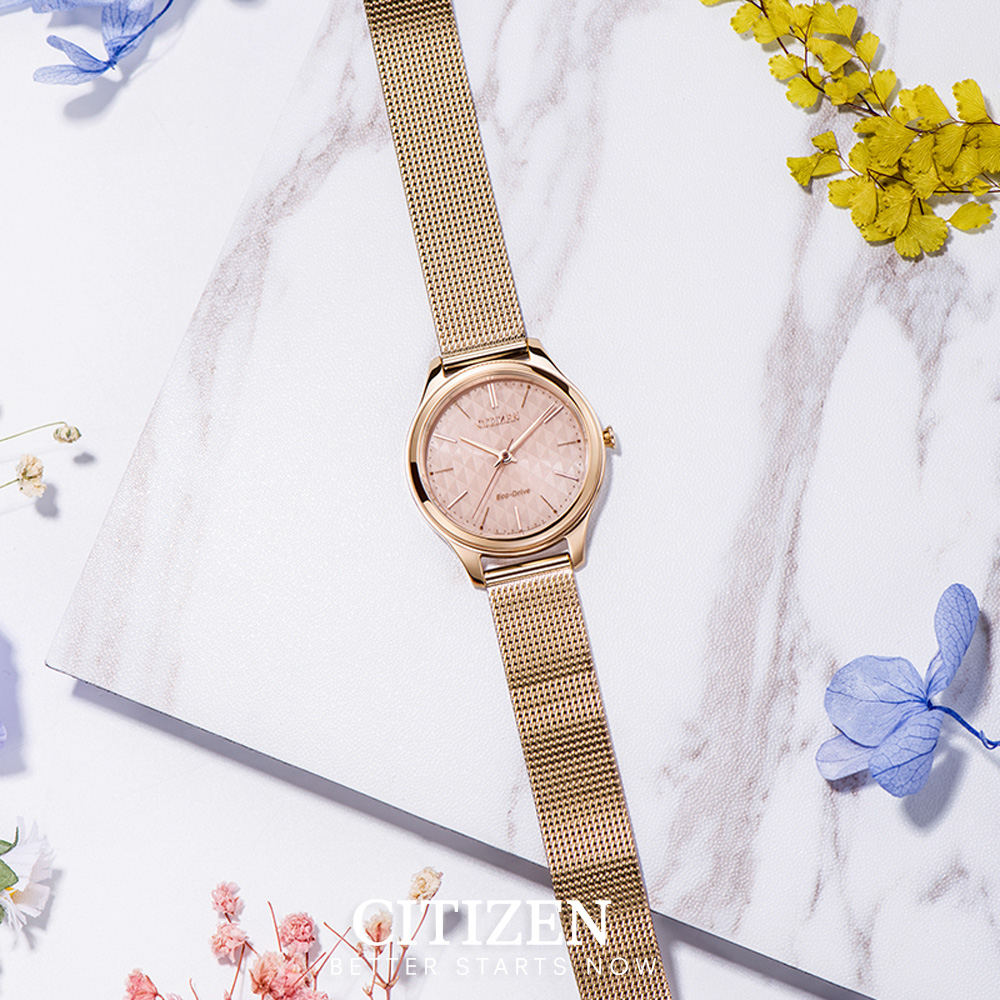 Đồng Hồ Nữ Citizen Dây Thép Không Gỉ EM0503-83X - Mặt Vàng Hồng