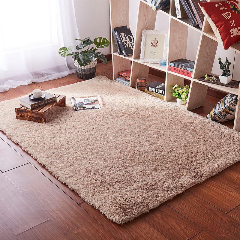Thảm trải sàn phòng khách lông xù màu Be 160x100cm