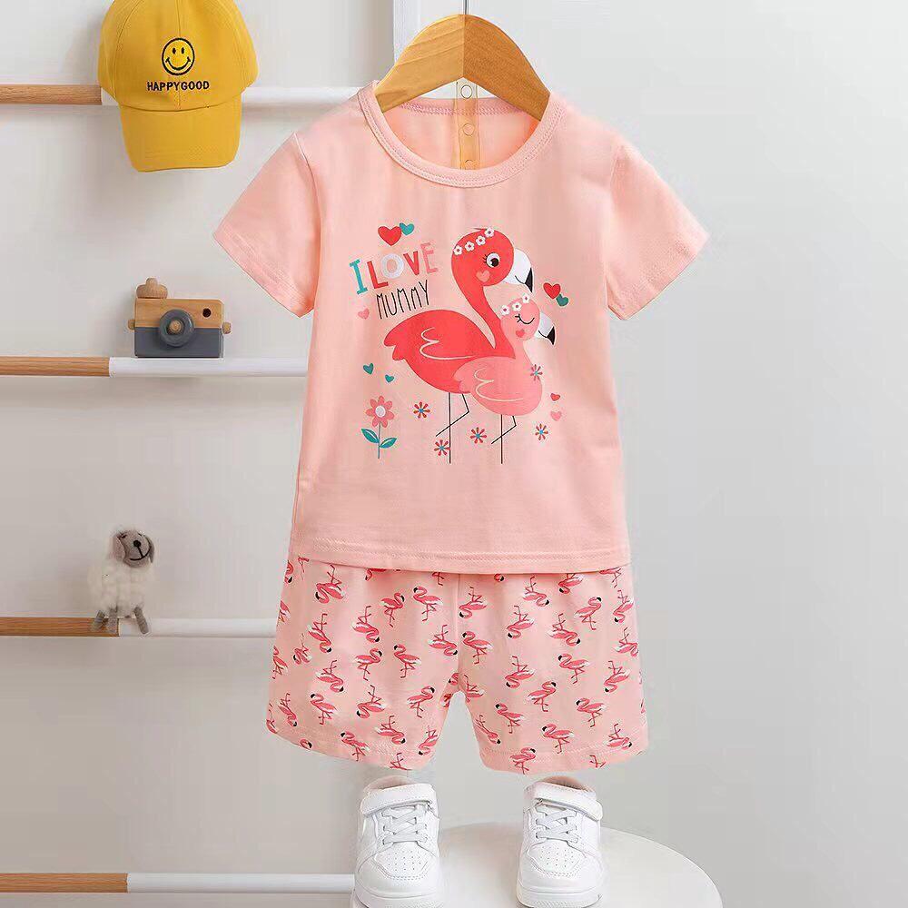 Bộ cotton côc tay cho bé gái PIKA KIDS Bộ xuất hàn Bộ quần áo hè mặc ở nhà cho bé từ 25-35kg