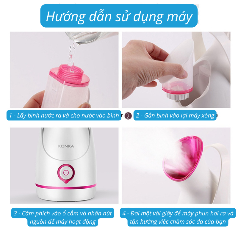 Máy Xông Hơi Sát Khuẩn Mặt Mũi Họng Konka KZ-X6(WE) 100ml Dùng Với Tinh Dầu - Hàng Chính Hãng