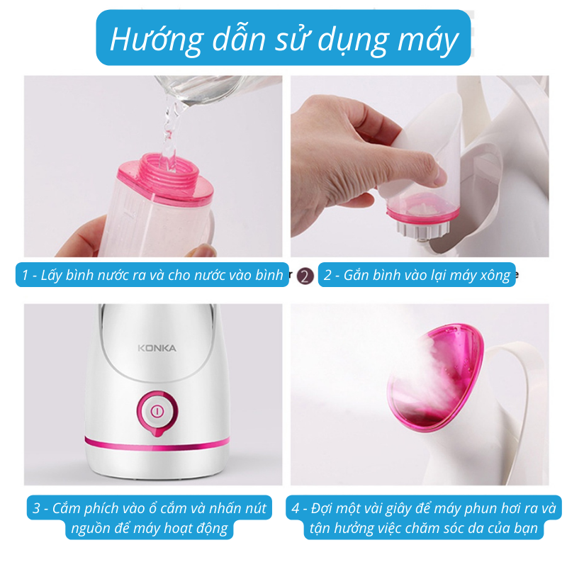 Máy Xông Mặt Phun Sương Nano Giữ Ẩm Làm Sạch Da Mặt 100mL KONKA KZ-X6 - Hàng Chính Hãng