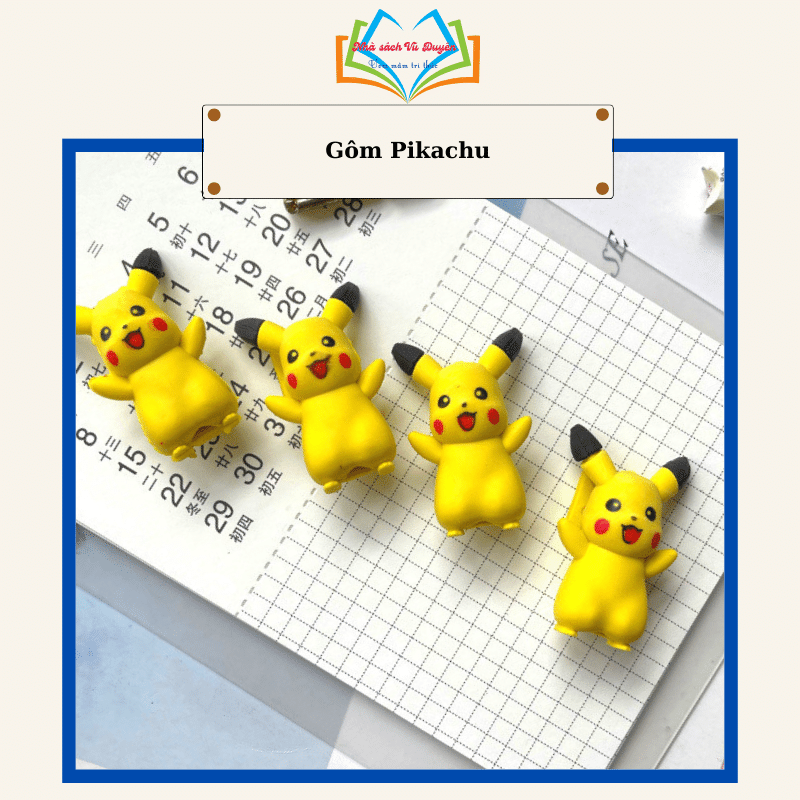 Tẩy bút chì hình pikachu, đồ dùng học tập dễ thương gôm tẩy cute giá rẻ làm quà tặng học sinh văn phòng phẩm